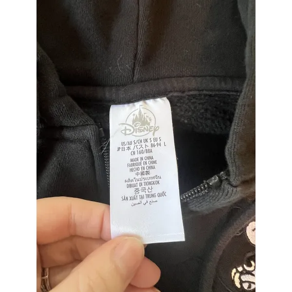 Disney Walt Disney World Mickey Mouse Full Zip Hoodie Black Womens Small‎ S - Image 2
