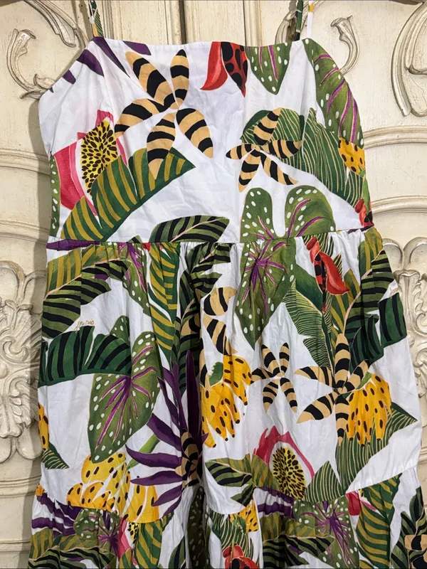 Farm Rio Anthropologie Cotton Tripixal Forest Maxi Dress Size Large - Image 4