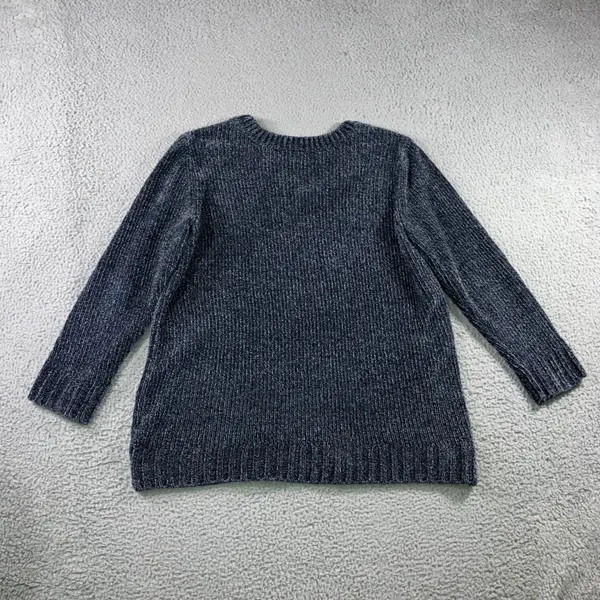 ORVIS‎ V Neck Chenille Knit Sweater Women XL Blue Marled Long Sleeve Cozy Casual - Image 3