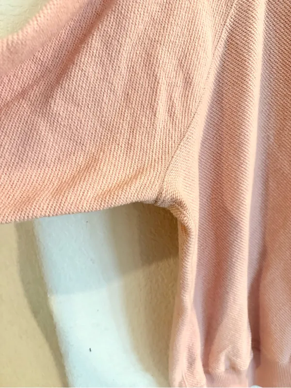 NWT AERIE Womens Top Pink Raglan Diagnal Weave Long Sleeve Pull Over Size Medium - Image 5