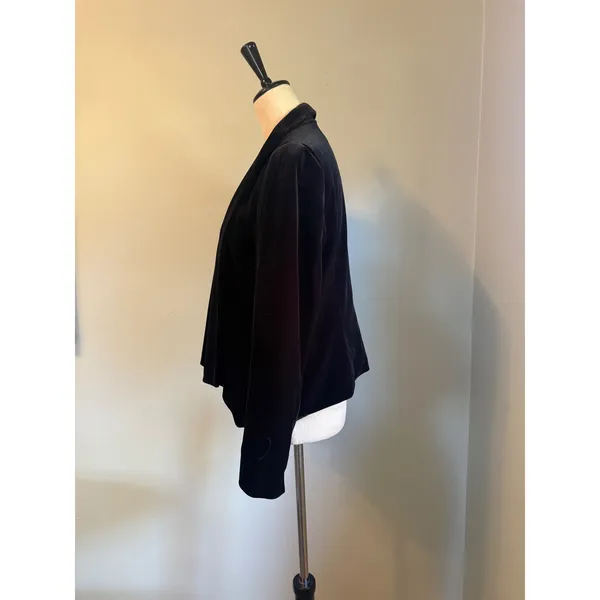 Kasper Black Velvet Open Blazer Draped Shawl Collar Jacket s office boho whimsi - Image 2