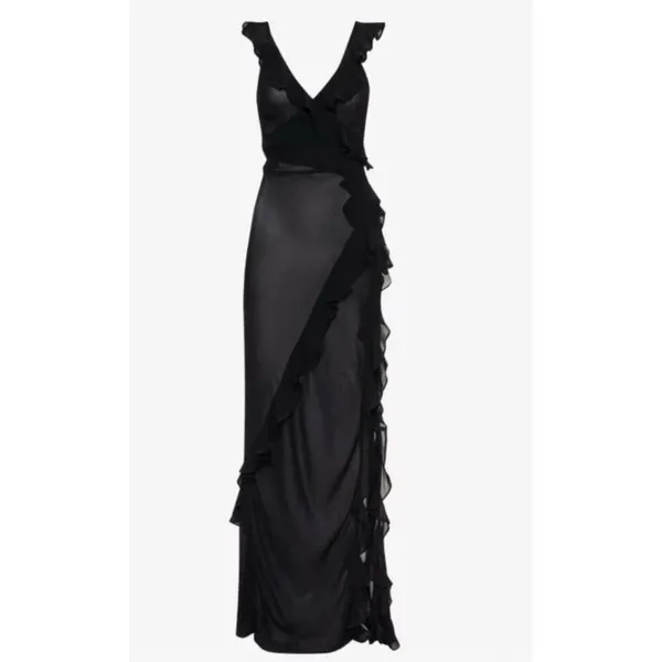Rumored Just Like‎ Heaven Maxi Long Dress MEDIUM Black Coverup Sheer - Image 4