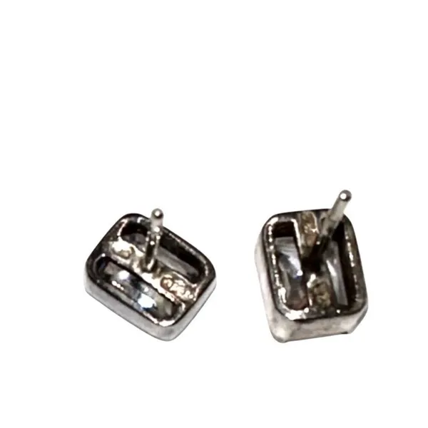 Sterling Silver & CZ Stud Earrings Silver - Image 9