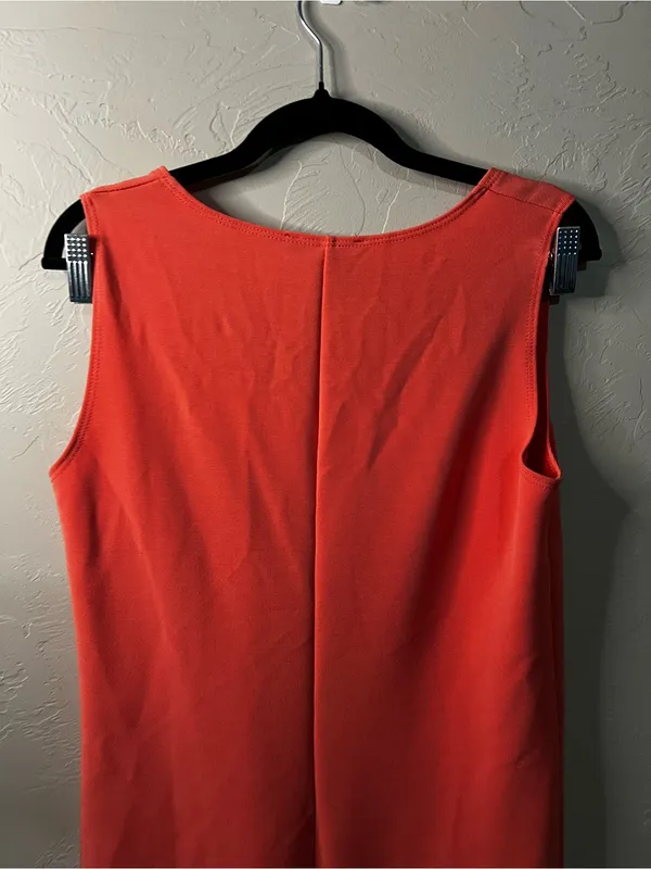 Slinky Brand Coral Orange Sleeveless Midi Dress Casual Resort Summer - Image 8