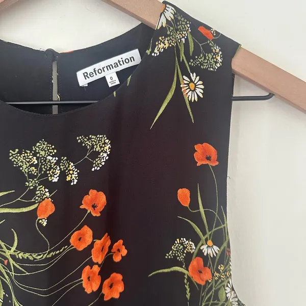 Reformation Ledger Maxi Long Formal Black Dress in Robyn Floral 0 - Image 5