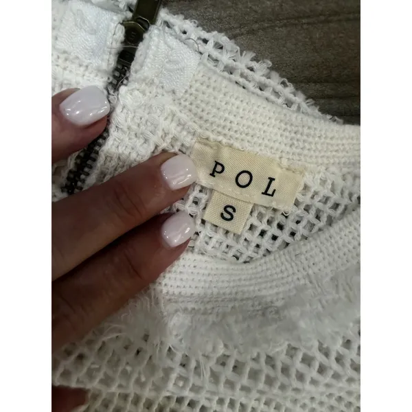 New! POL Oversized Open Knit Mesh Sweater Ivory Boho‎ Beachy Pullover Sz Small - Image 8