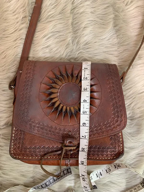 Vintage Leather Boho Hippie Purse - Image 12