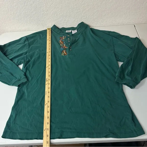 Vintage Y2K Disney Store Embroidered Tigger Long Sleeve Cotton Henley Size XL - Image 5