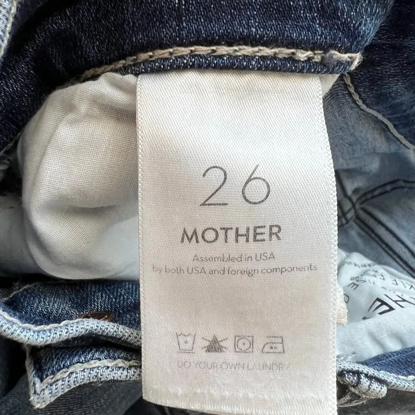 Mother the Mid Rise Dazzler Ankle Fray Jeans distressed medium wash cropped 26 - Image 6