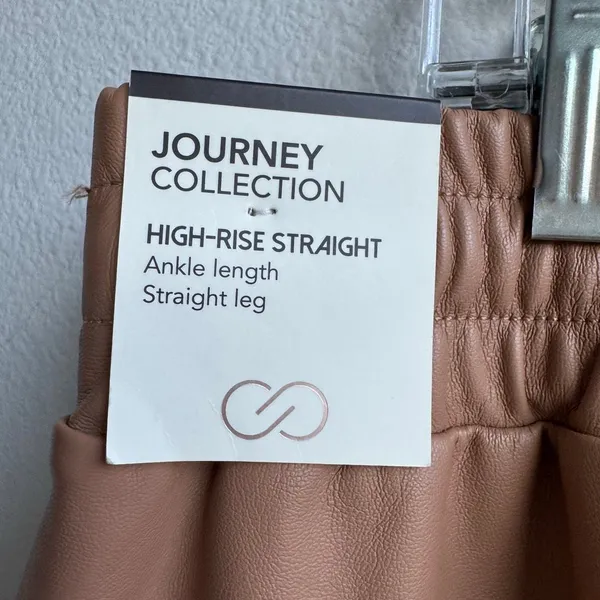 NWT Calia Journey Pants Size XL Tan Vegan Leather High Rise Straight Leg Pull On - Image 3