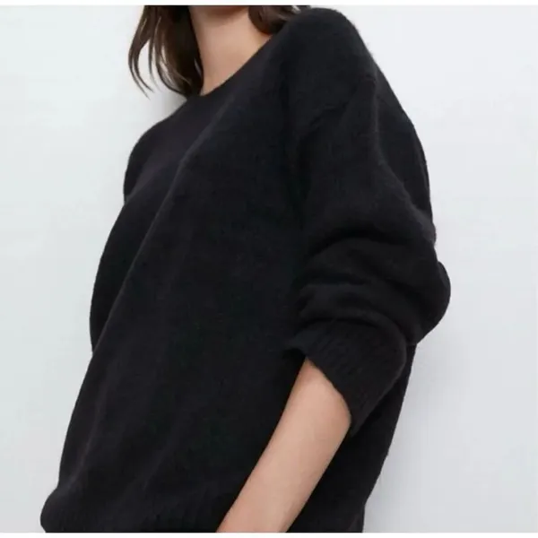 ✨Black Zara Oversized Chunky Knit Crew Neck Long Sleeve Sweater✨ - Image 5