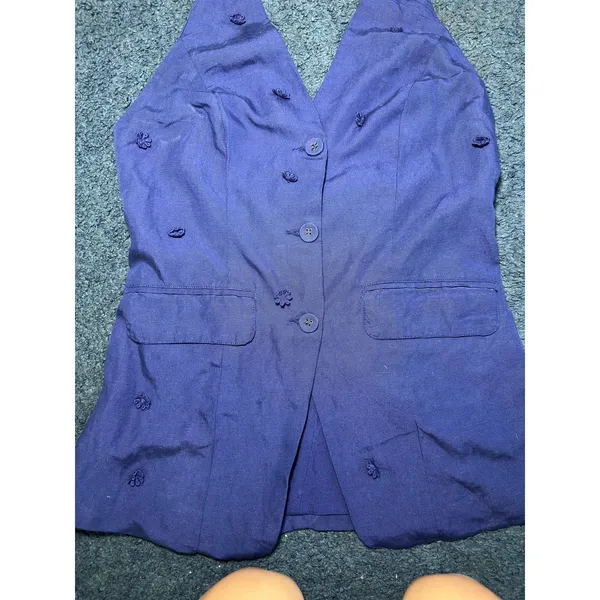 Maeve Linen‎ Blend Halter Vest Size Small Navy Blue Anthropologie Linen Summer - Image 6