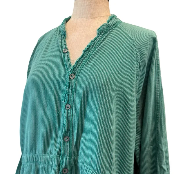 Free people daydream green stripe button down - Image 7