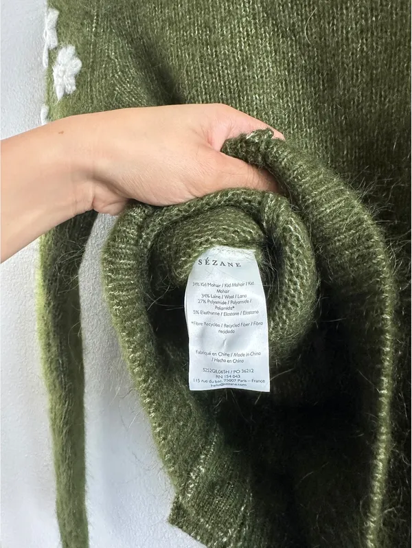 Sezane Paris NWT La Maille Ecru Andrew Floral Mohair Wool Cardigan Size XXS - Image 8