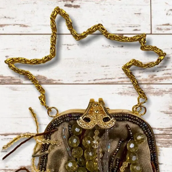Women’s Small Beaded Evening Bag Brown - Image 6