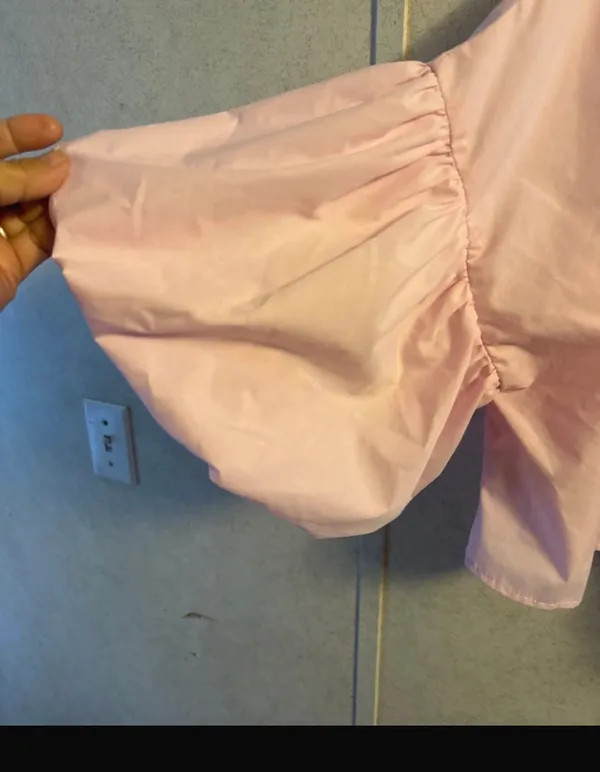 AVELORIA blouse for women LARGE pink balloon-sleeve crop blouse - Image 3