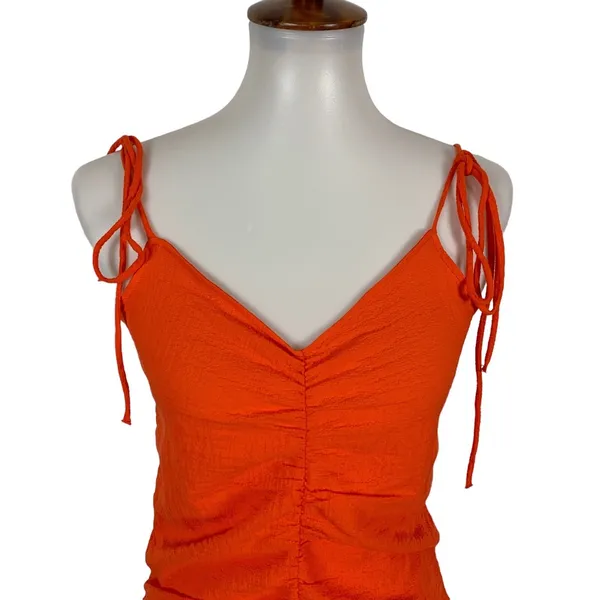 Zara Orange Bodysuit Large Tie Shoulder Slim Fit Summer Night Out - Image 3