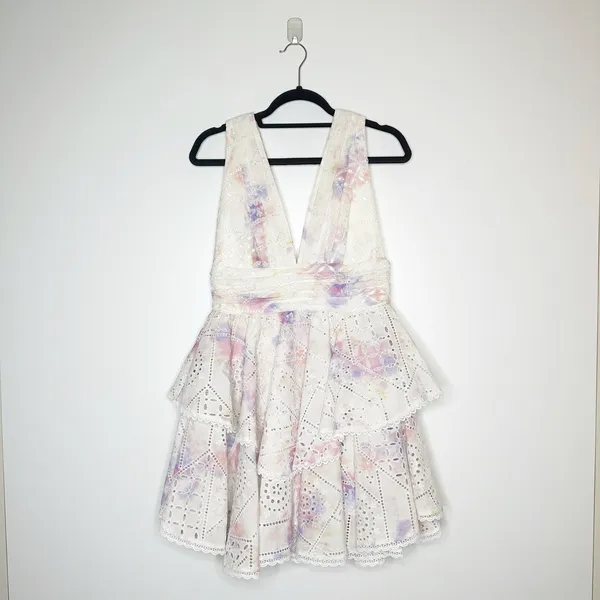 NEW Gianni Bini Pastel Tiered Ruffle Mini Dress Women's Size 6 - Image 3