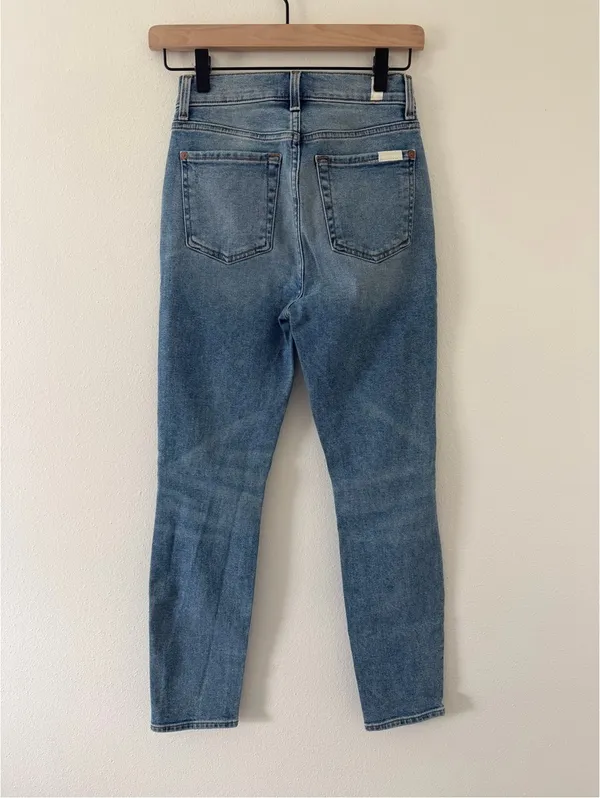 Anthropologie 7 For All Mankind Cotton High Waist Light Wash Ankle Skinny- 24 - Image 4