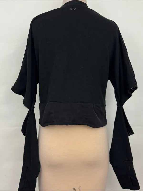 Alo Yoga Womens Trend Long Split Sleeve Top mesh Cropped Large - Image 5