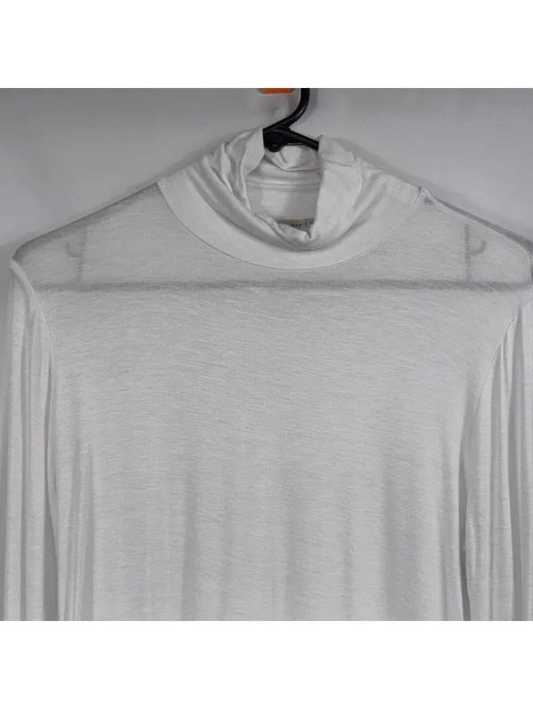 Active Basic White Mock Neck Long Sleeve Top L - Image 2