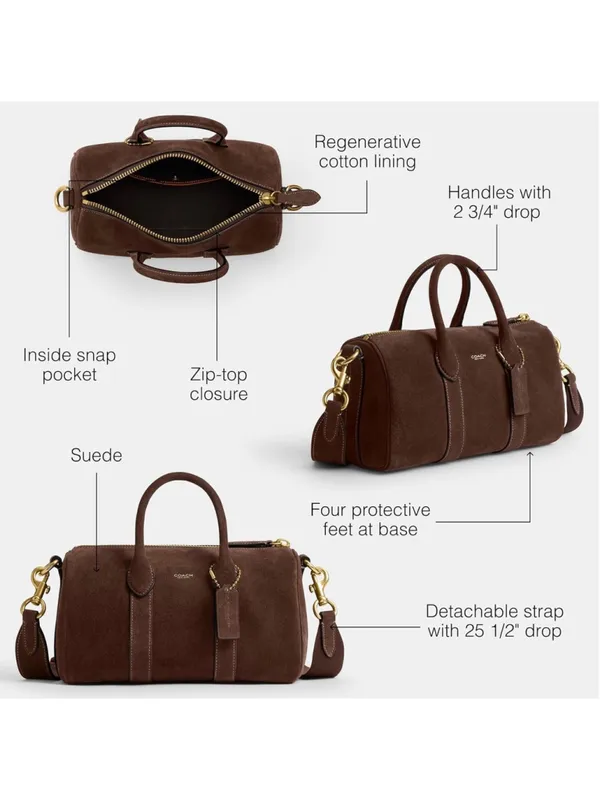 NEW Coach Compass 25 Suede Satchel Chocolate Brown Crossbody CFA51 NWT - Image 6