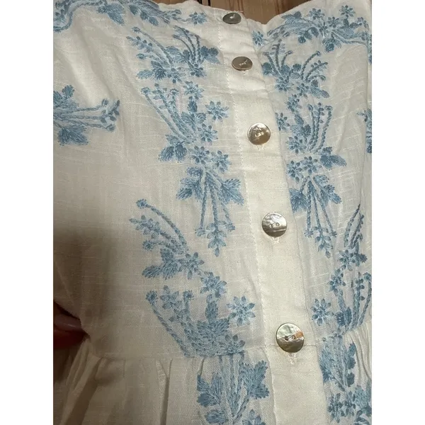NWT Lulus Corinthia White Embroidered Button-Front Midi Dress Resort Cruise Sz M - Image 5
