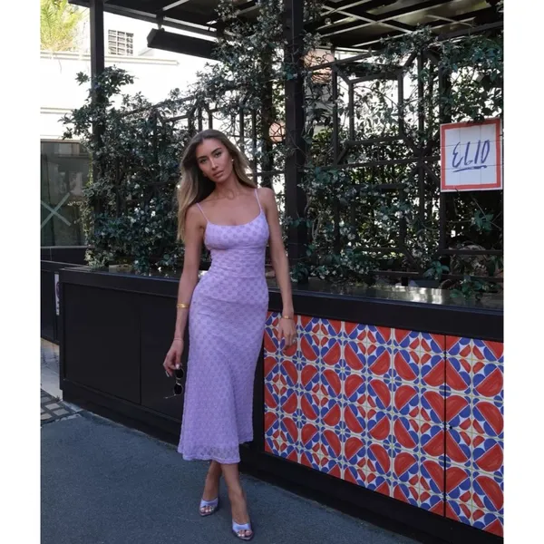 Bardot Adoni Mesh Midi Dress in Lilac Purple 6 New Womens Bodycon Stretch - Image 16