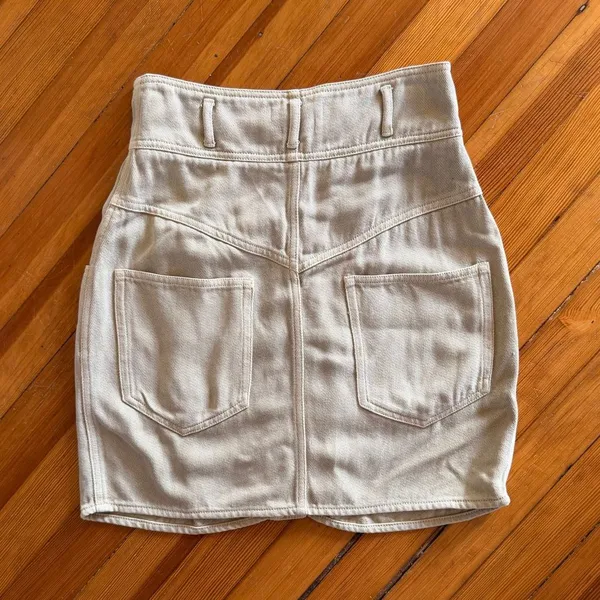 Isabel Marant Etoile Tigrane Mother of Pearl Button Front Mini Skirt in Ecru - Image 2