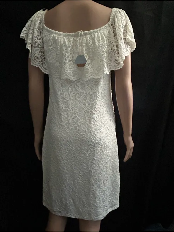 Pink Blush Women’s Lace Overlay Off-Shoulder Midi Dress in Ivory LG NWT - Image 2