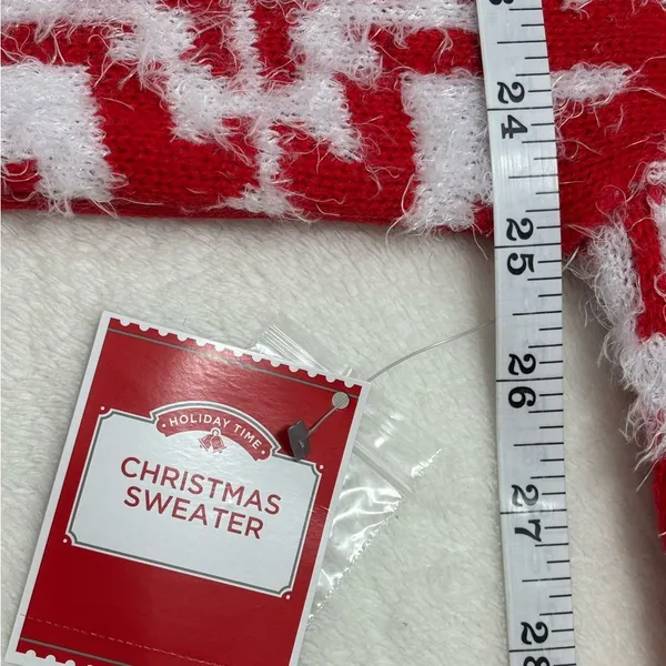 HOLIDAY TIME Red "Merry Christmas" Christmas Ugly‎ Sweater Size L NEW - Image 7
