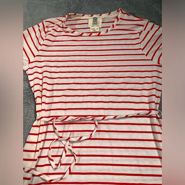 Anthropologie lili’s closet Red and White Striped Dress medium - Image 3