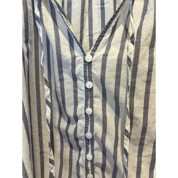 Universal‎ Thread Blue White Striped Cotton Button Down Puff Sleeve Blouse Large - Image 3
