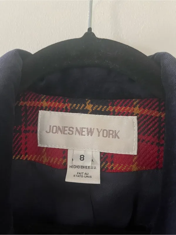 Vintage Jones New York Red Tartan Plaid Wool Blazer 8 Preppy Quiet Luxury - Image 2