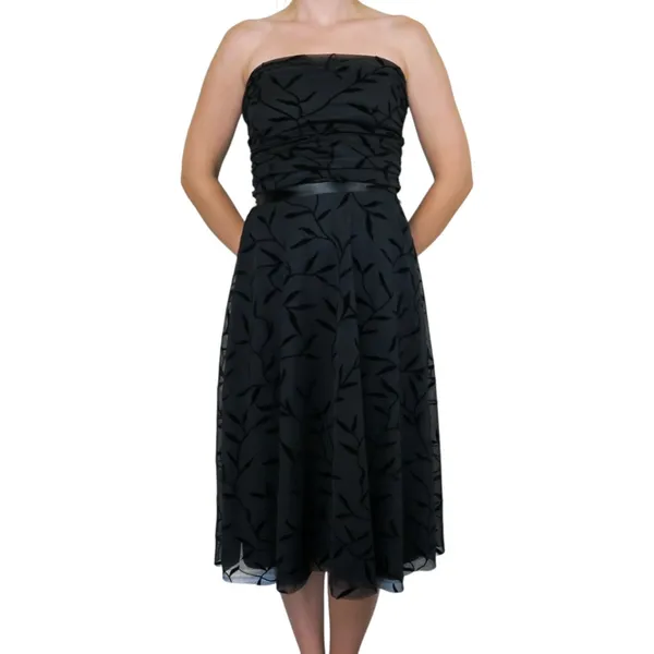 Vintage 90s Luly K Black Floral Midi Dress - Image 12