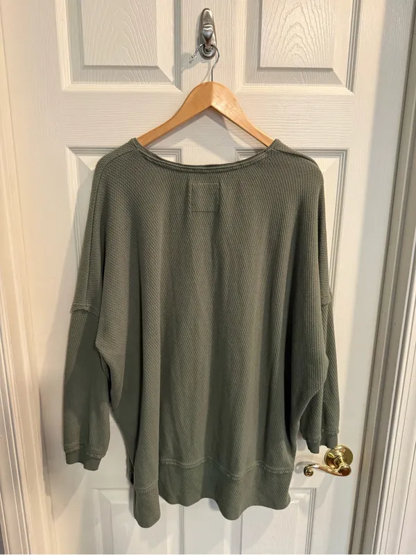aerie Olive Green Waffle Knit Top - Image 8