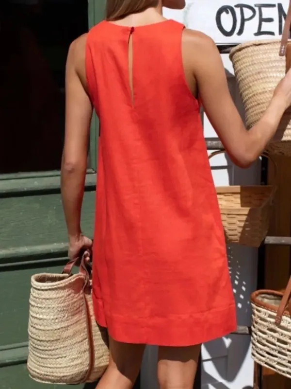 Emerson Fry Love Tomas MARCELLE SHIFT DRESS - GRENADINE LINEN Red Small - Image 2
