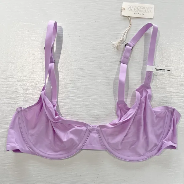 Aerie New SMOOTHEZ Microfiber Underwire Unlined Bra Lavender Lake Size 36C - Image 7