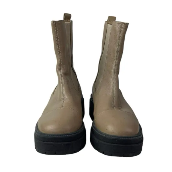 Sam Edelman Wellington Beige Tan Round Toe Slip On Mid Calf Chelsea Boots Sz 7.5 - Image 2