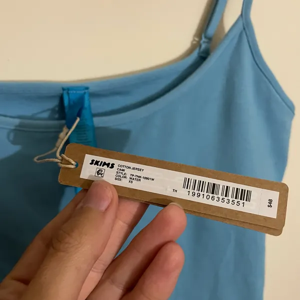 Skims Cotton Jersey Scoop Neck Cami XS in Water NWT - Image 3