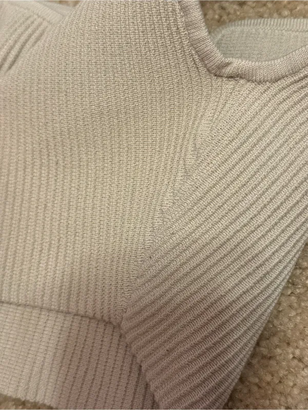 Aritzia Babaton Beige Ribbed Square-Neck Crop Tank - Image 4
