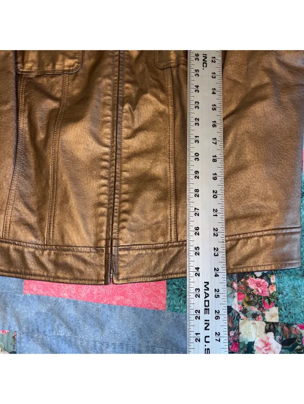 Bernardo Woman’s 2x NWOT $385 Genuine Leather metallic bronze jacket Zip Front - Image 8