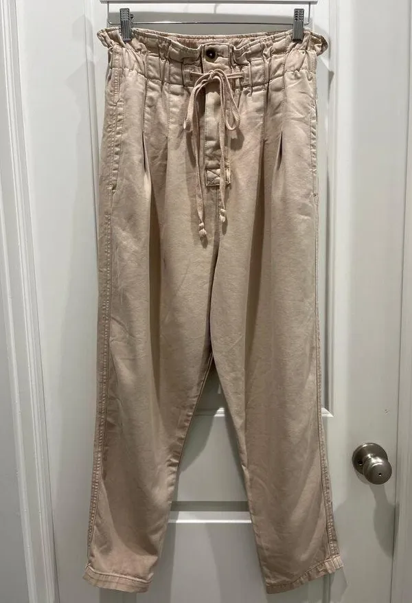 Free People Margate Paperbag Waist Pleated Misty Rose Trouser Pants Sz S - Image 2