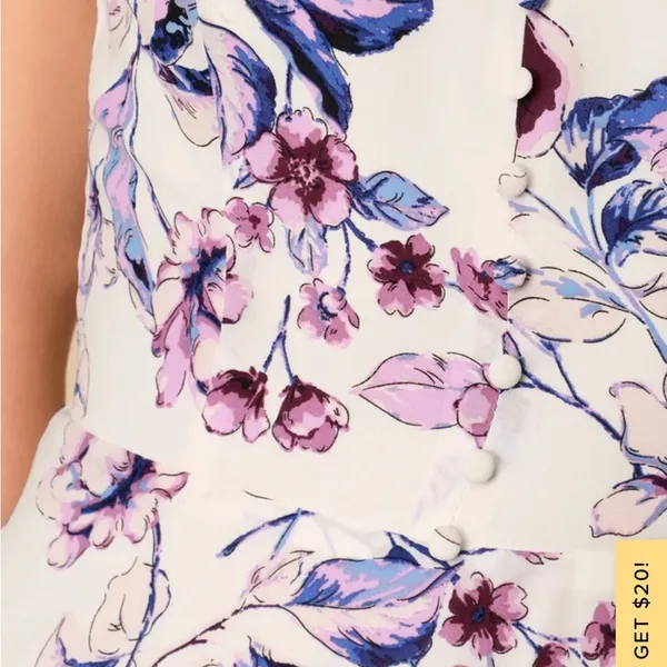 Lulus Madera White Floral print button front open back skater dress size small - Image 5