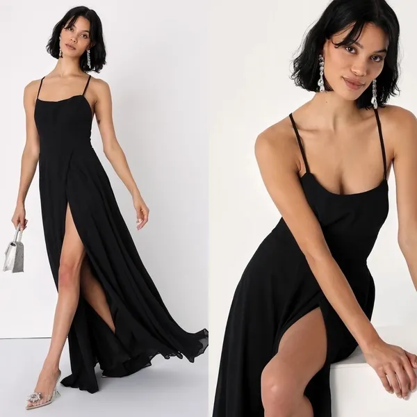 NWT Lulus Dreamy Romance‎ Backless Maxi Dress in Black Size Extra Small - Image 2