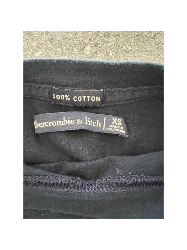 Abercrombie & Fitch Long Sleeve Crop Top Logo Elastic Waist Black XS - Image 3