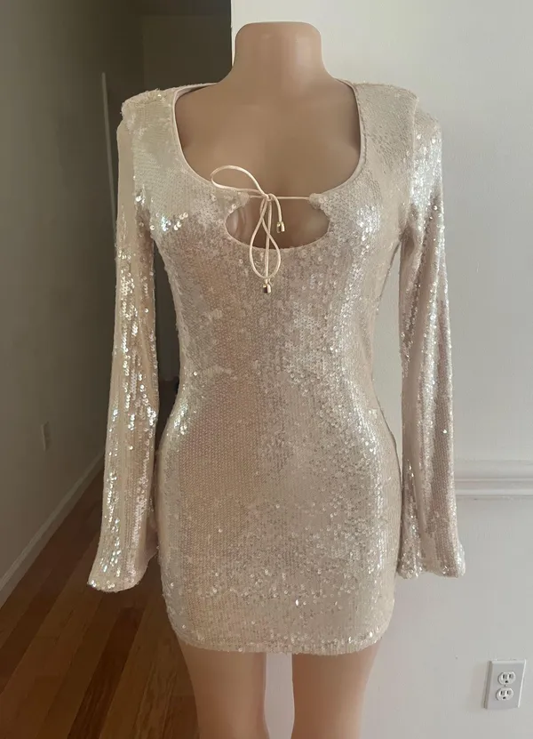Women's Long Sleeve Sequin Mini Shift Holiday Dress - Wild Fable™. - Image 2