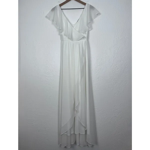 Baltic Born Katya White Ruffle Maxi Dress Chiffon Bridal Wedding Size Small - Image 2