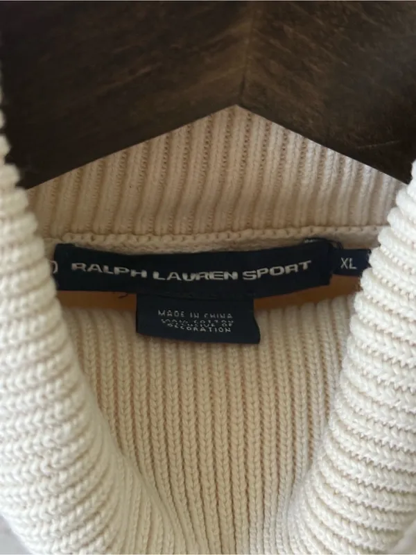 Y2K Ralph Lauren Cream Cable Knit Short Sleeve Turtleneck - Image 4