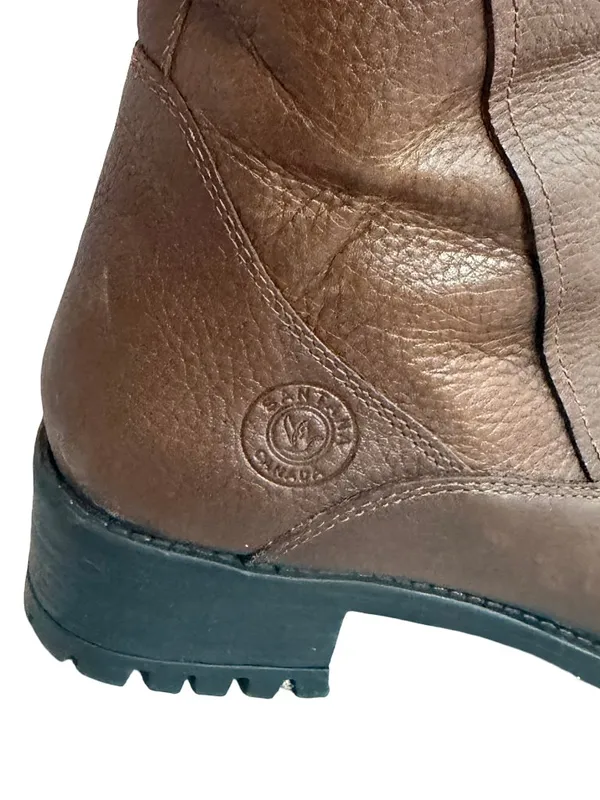 Santana Canada Tall Brown Leather Boots Sherpa Lining Rugged Outsole Size 8 - Image 7
